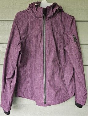 Free Country Purple Herringbone Fleece Lined Zip Hooded Jacket Women's Size M